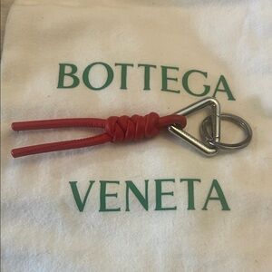 Bottega Veneta red leather and silver keychain or bag charm